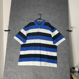 Vintage Karl Kani Gold Polo Shirt Mens 4X Blue Black White Striped Streetwear